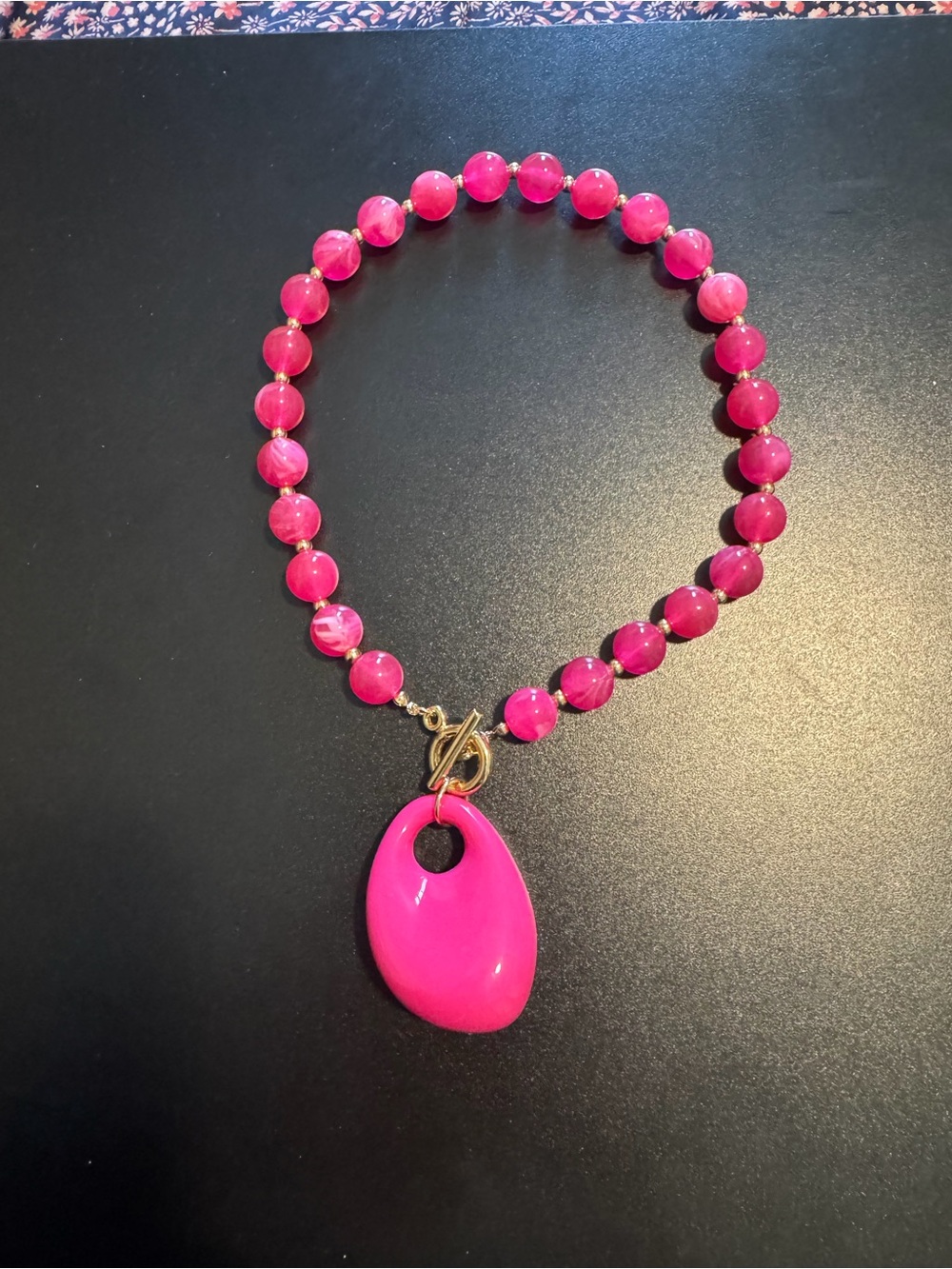 Pink Beaded Pendant Necklace - Women's Jewelry
